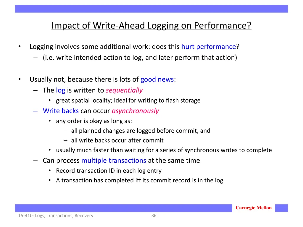 impact of write ahead logging on performance