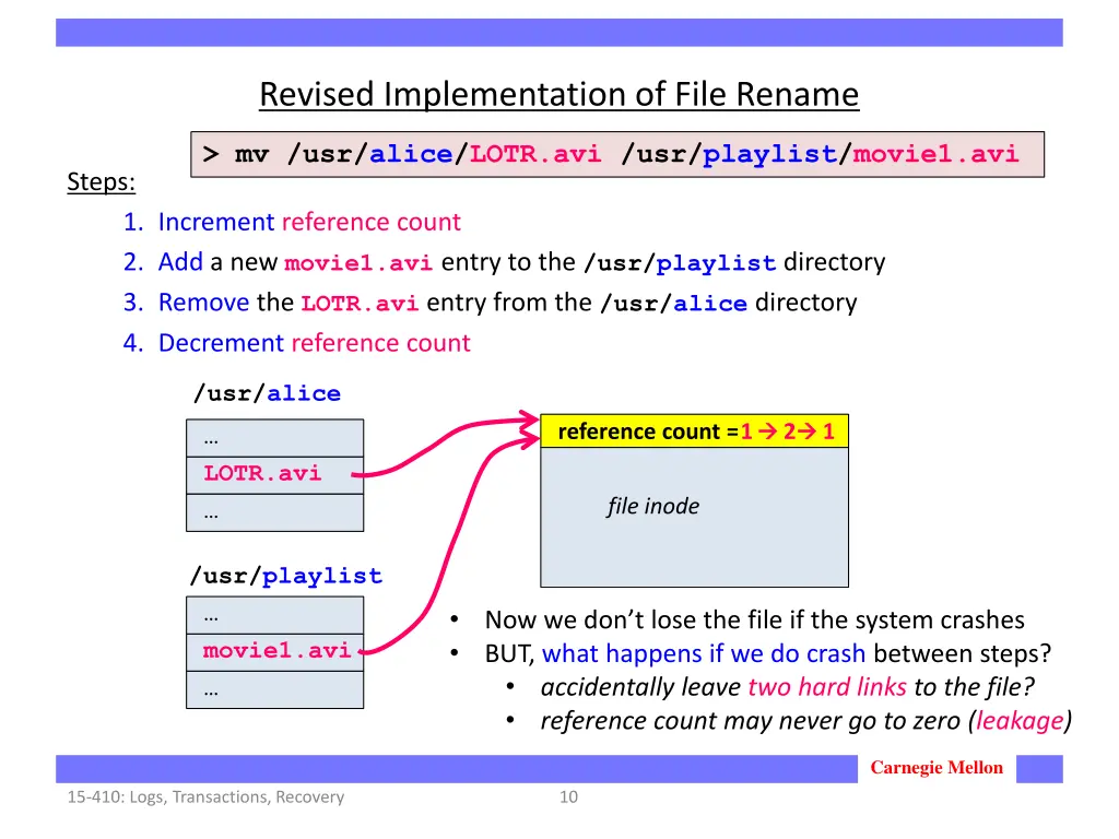 revised implementation of file rename