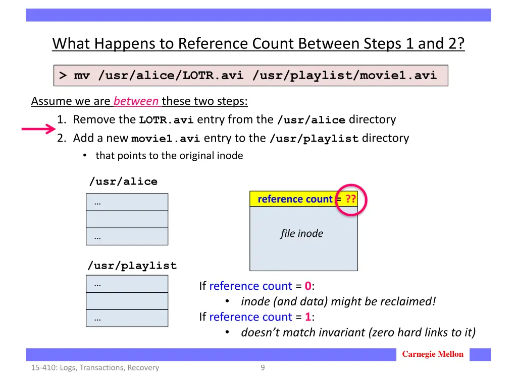 what happens to reference count between steps