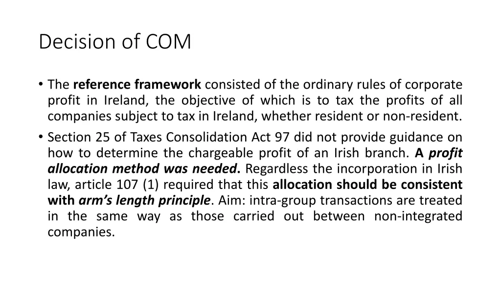 decision of com