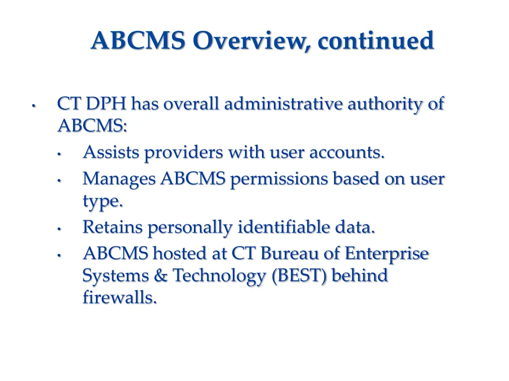 ababcms overview continued