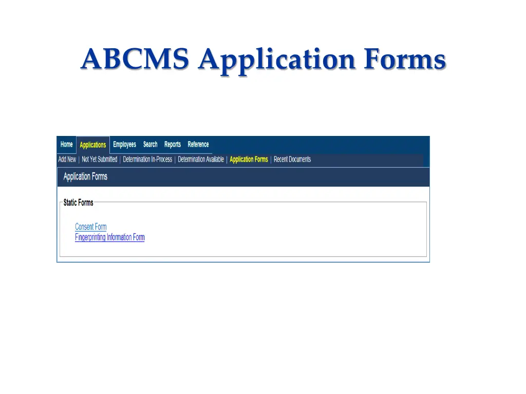 abcms application forms