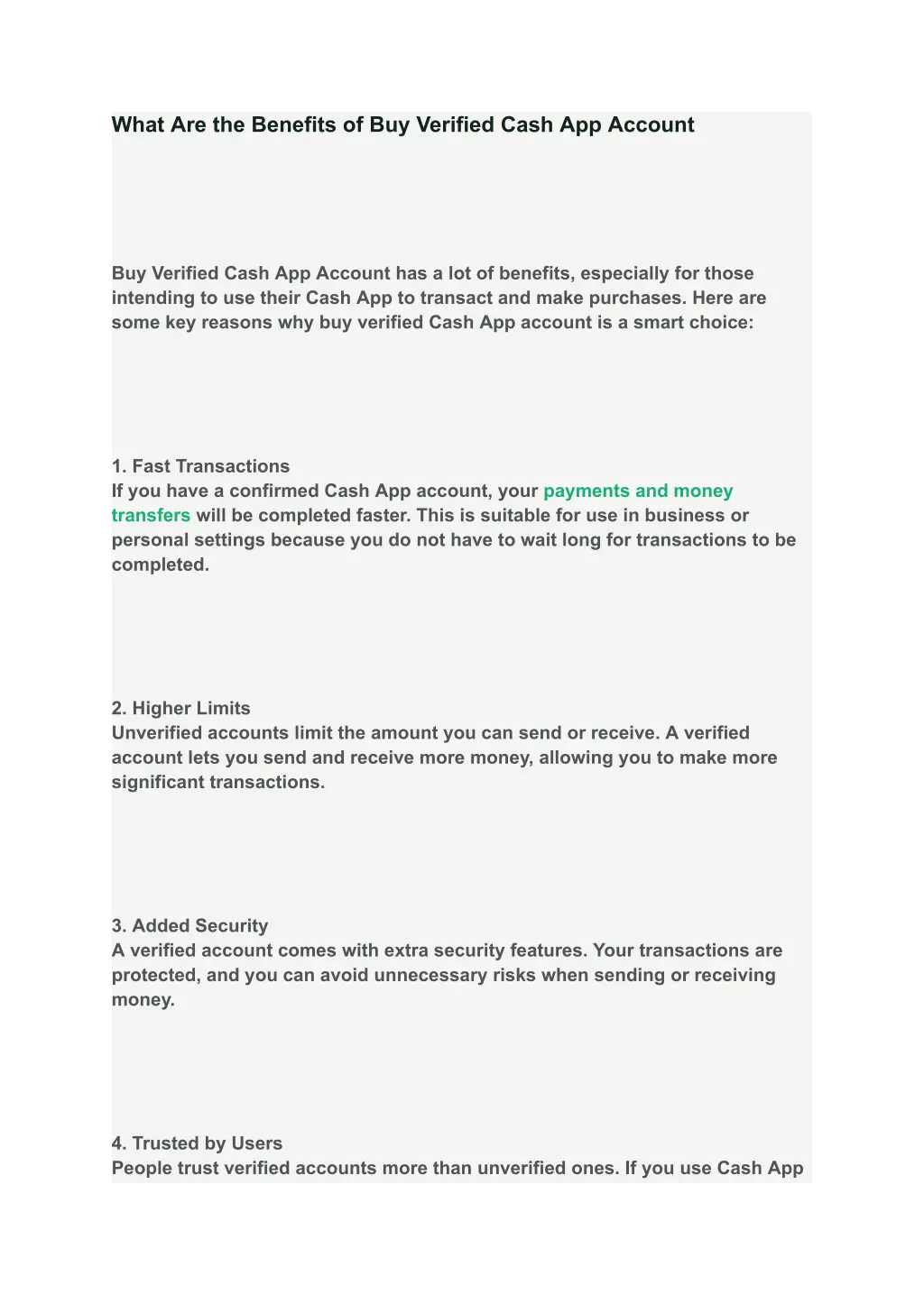 what are the benefits of buy verified cash