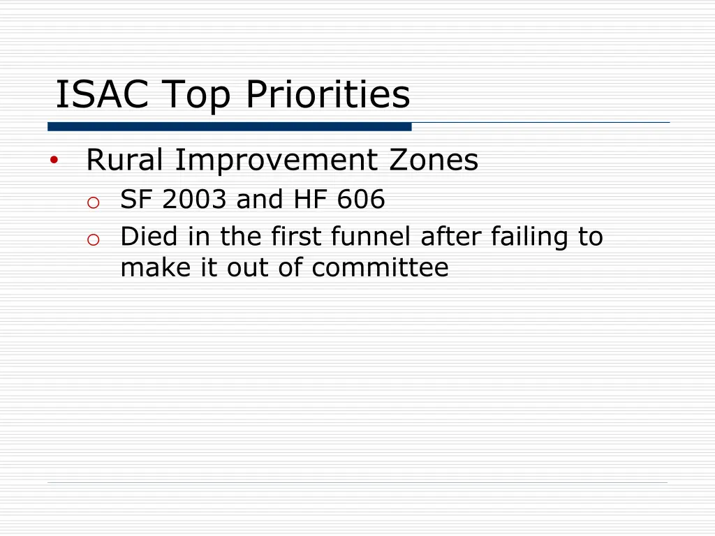 isac top priorities 2