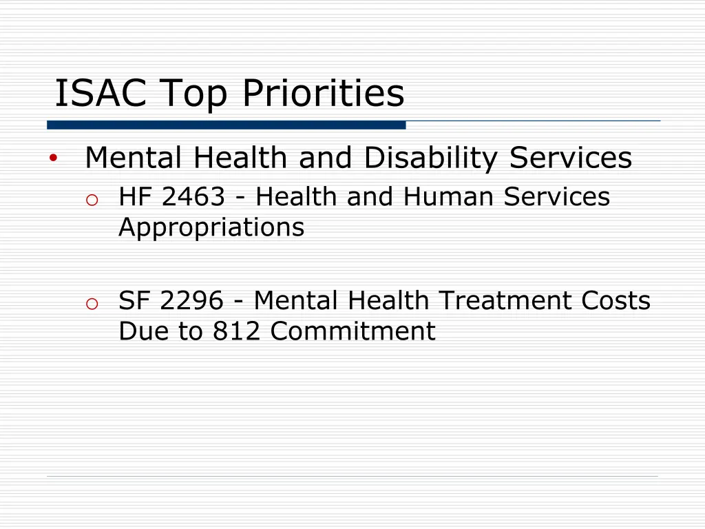 isac top priorities