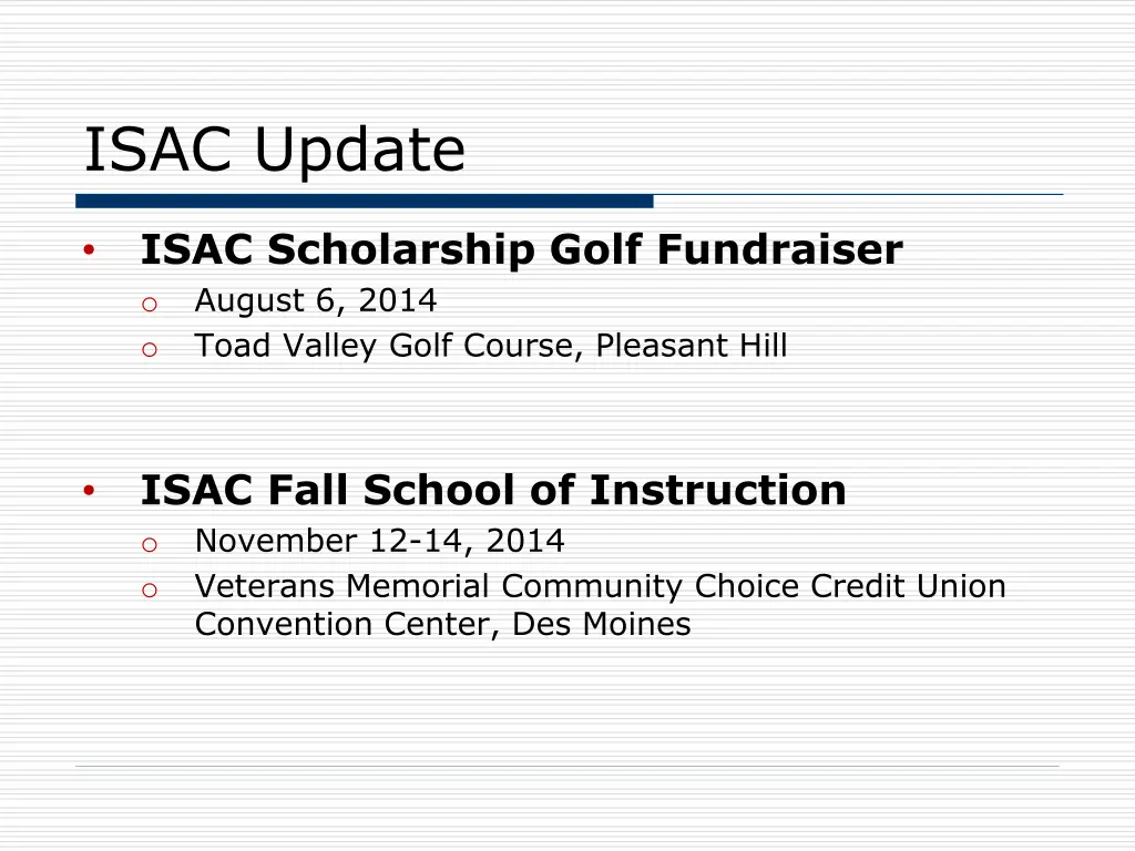 isac update