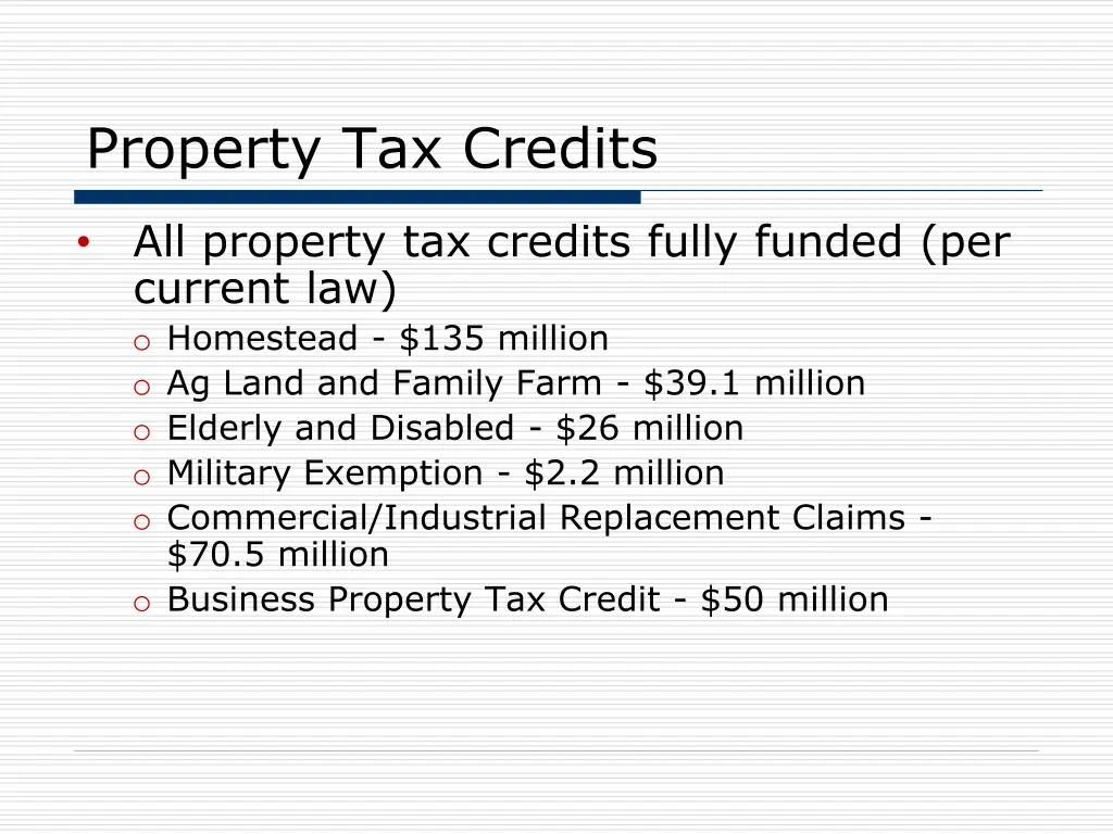 property tax credits