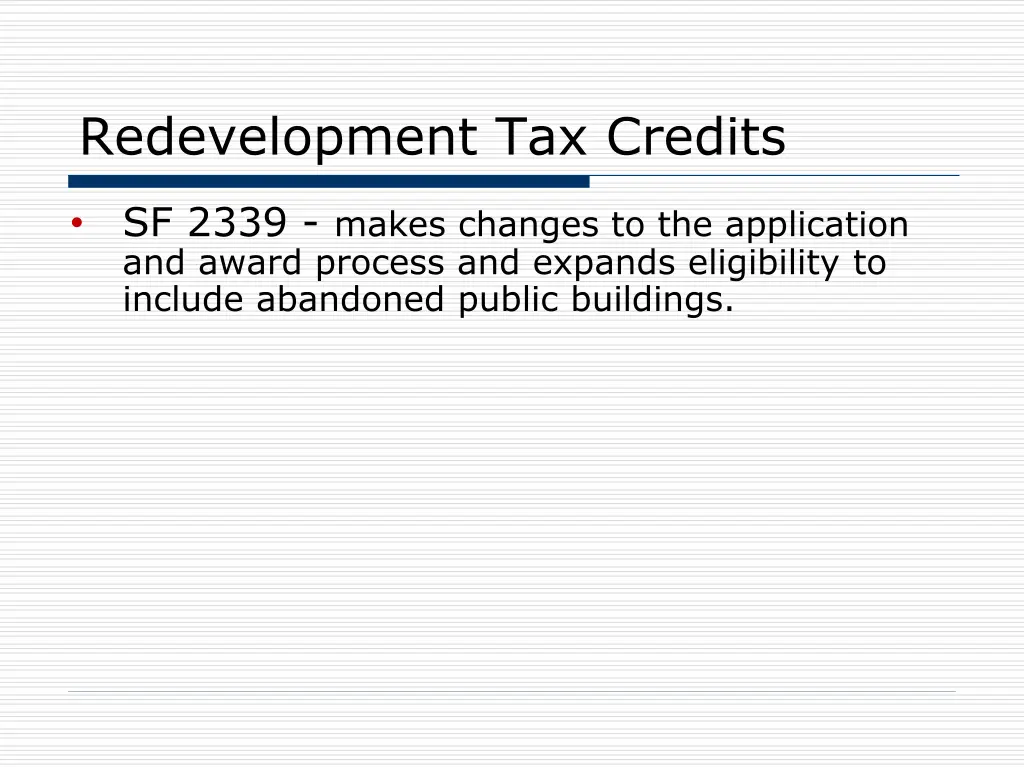 redevelopment tax credits