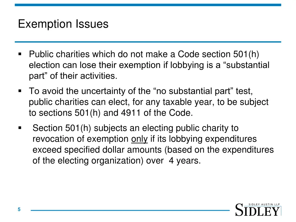 exemption issues