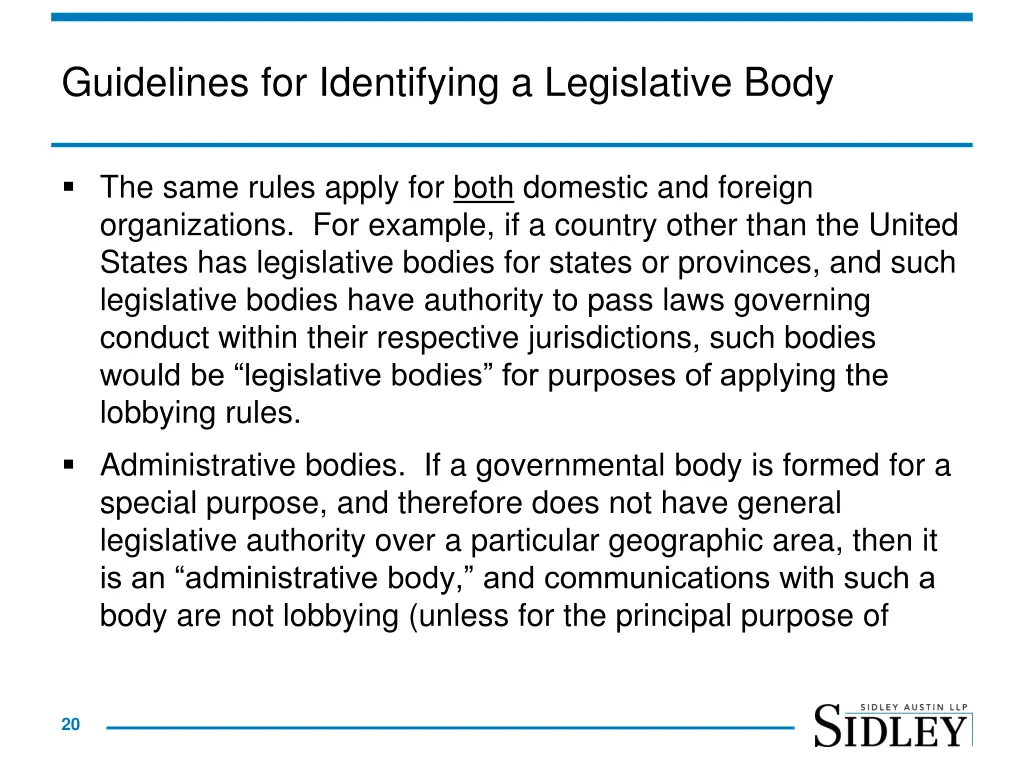 guidelines for identifying a legislative body