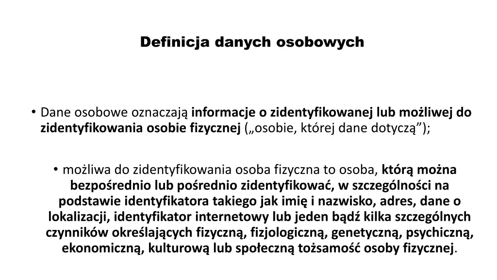 definicja danych osobowych