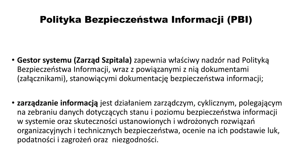 polityka bezpiecze stwa informacji pbi