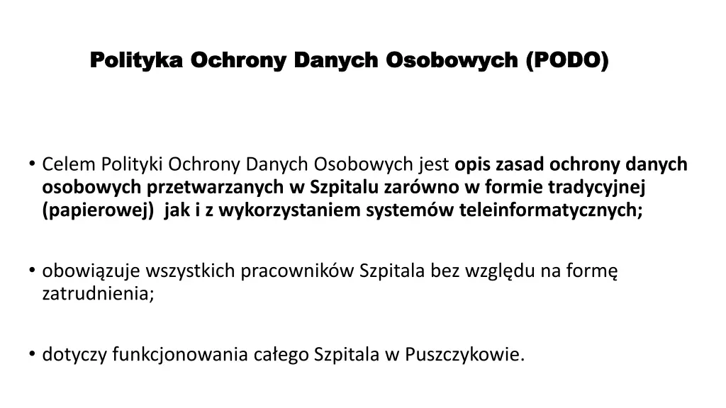 polityka ochrony danych osobowych podo polityka