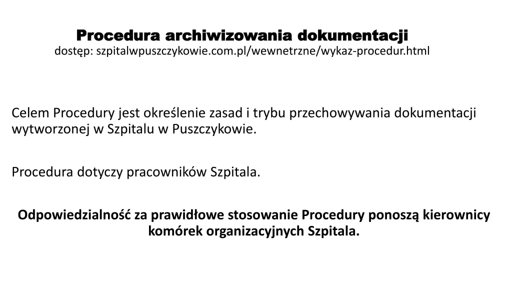 procedura archiwizowania dokumentacji procedura