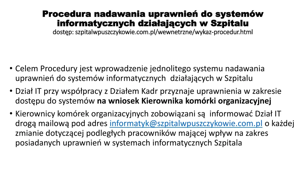 procedura nadawania uprawnie do system