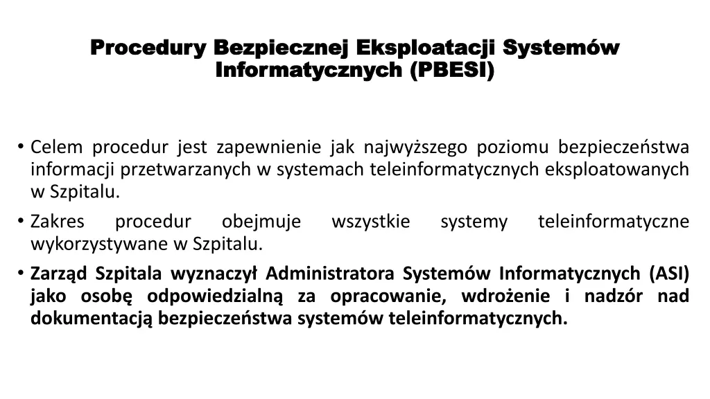 procedury bezpiecznej eksploatacji system