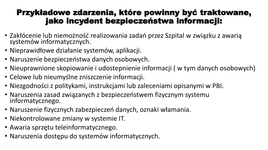 przyk adowe zdarzenia kt re powinny by traktowane