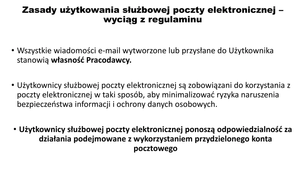 zasady u ytkowania s u bowej poczty