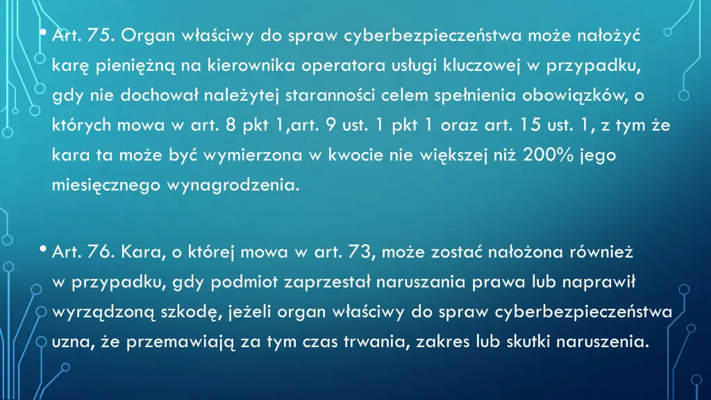 art 75 organ w a ciwy do spraw cyberbezpiecze