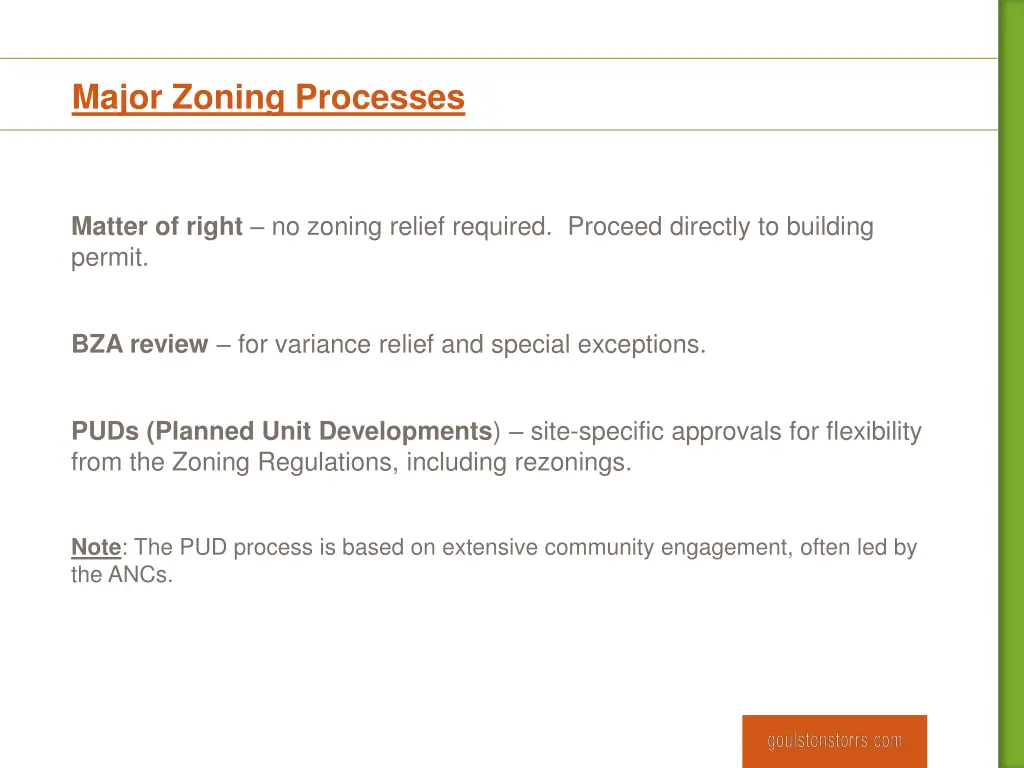 major zoning processes