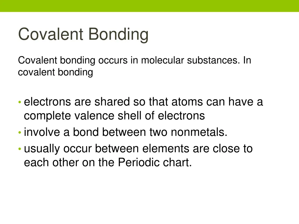 covalent bonding