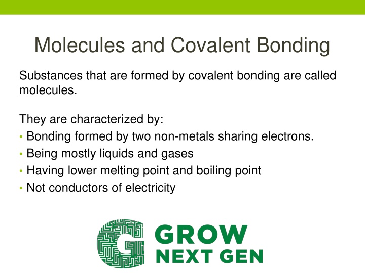 molecules and covalent bonding