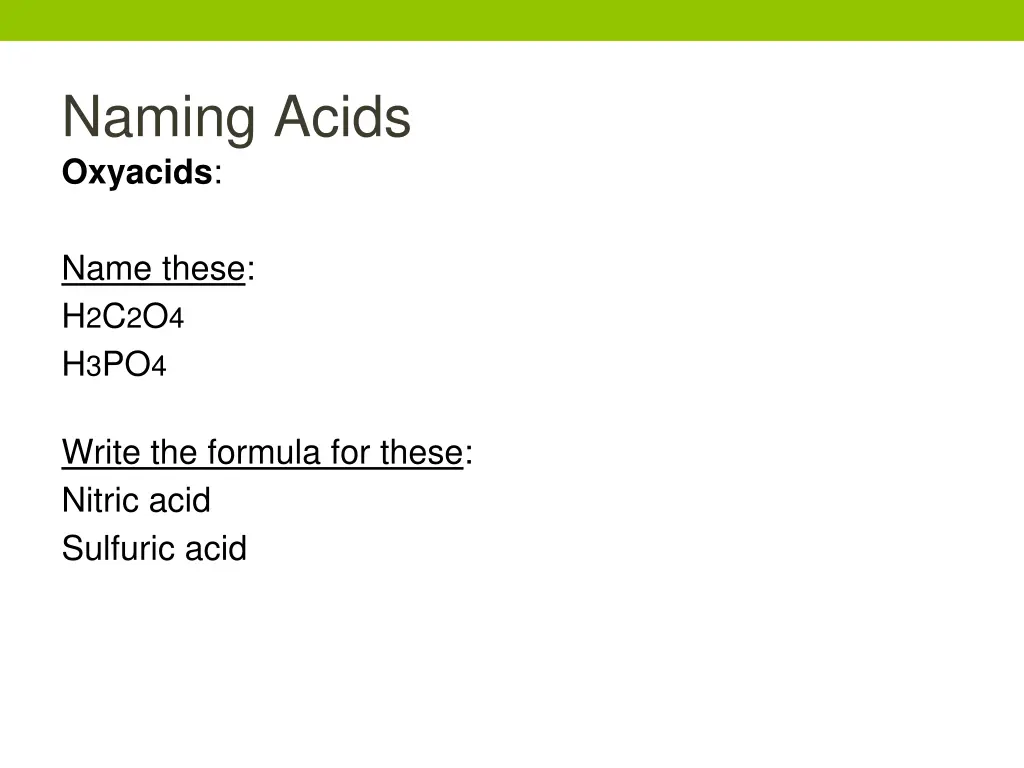 naming acids oxyacids