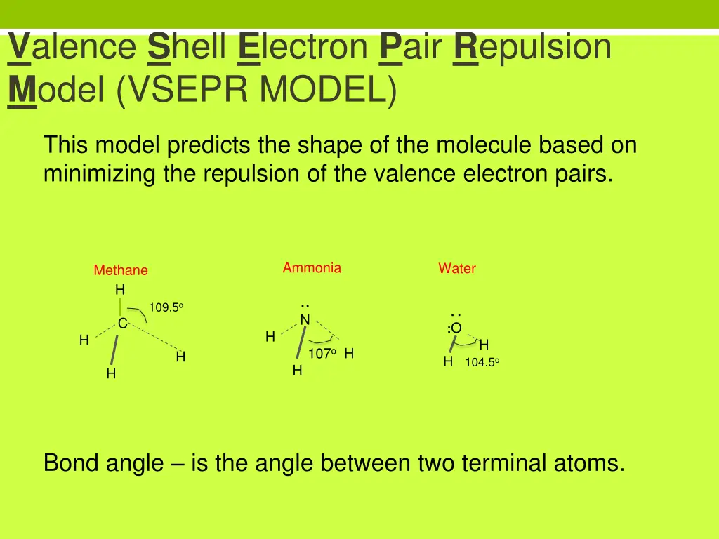 v alence s hell e lectron p air r epulsion m odel