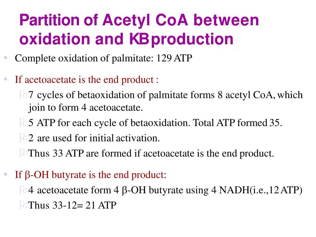 partition of acetyl coa between oxidation