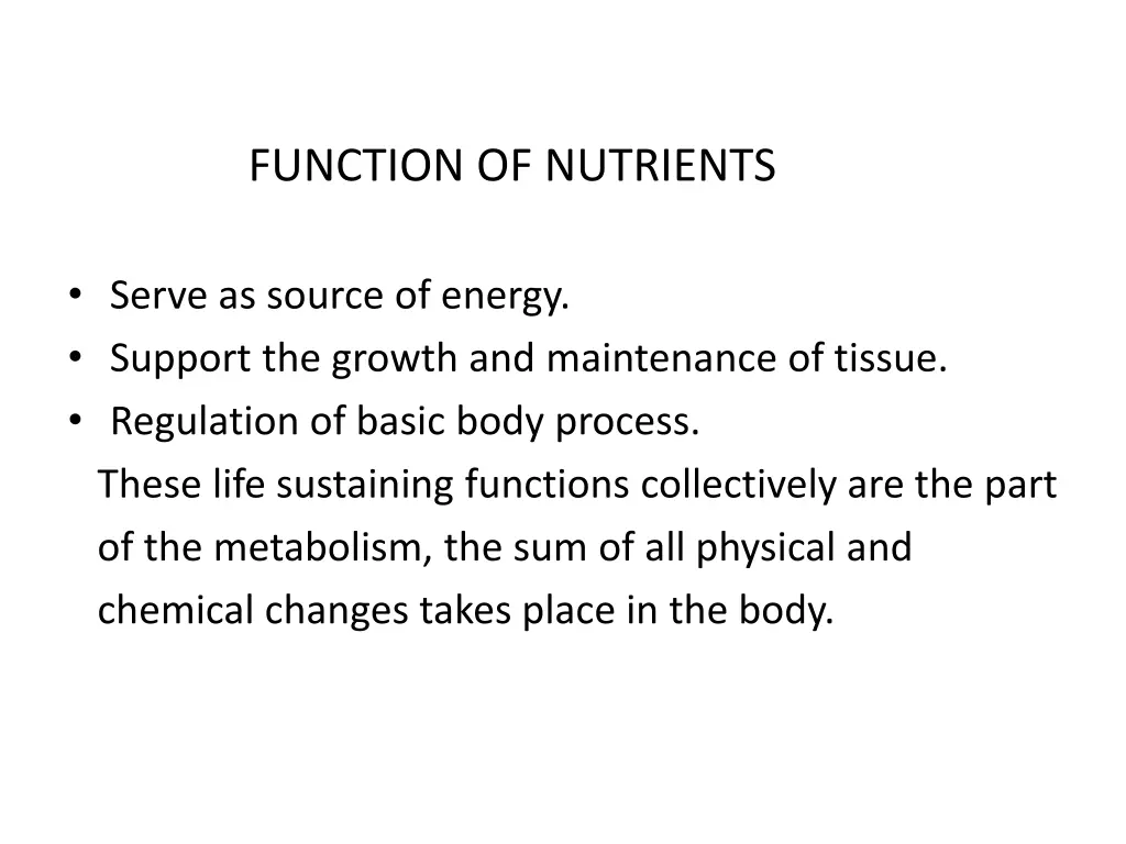 function of nutrients