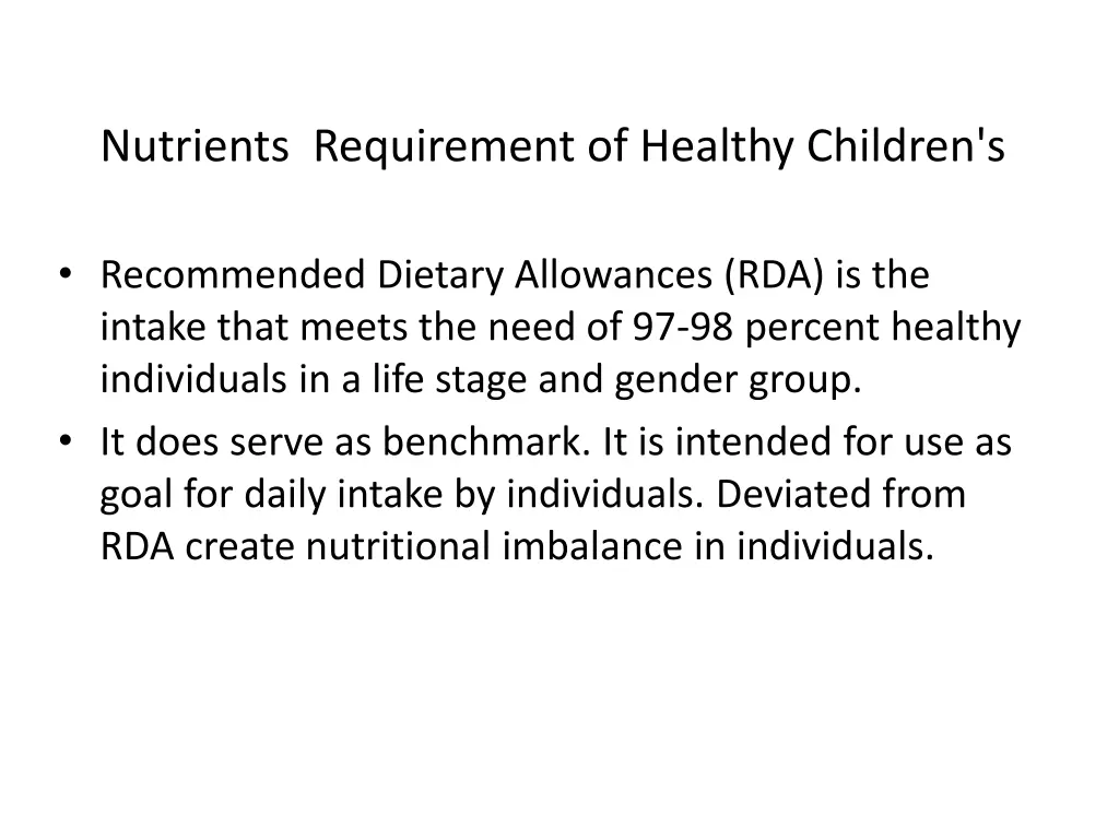 nutrients requirement of healthy children s