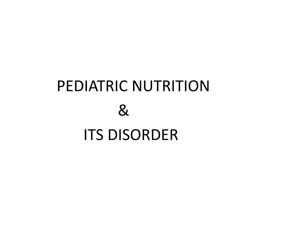 pediatric nutrition its disorder