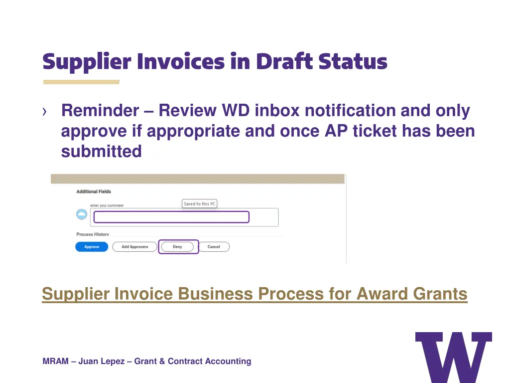 supplier invoices in draft status