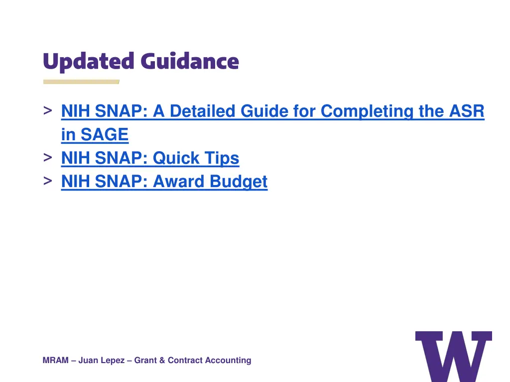 updated guidance