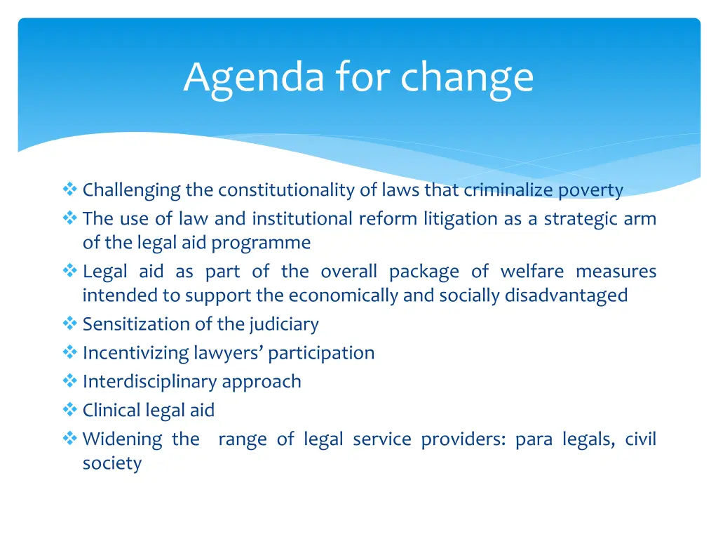 agenda for change