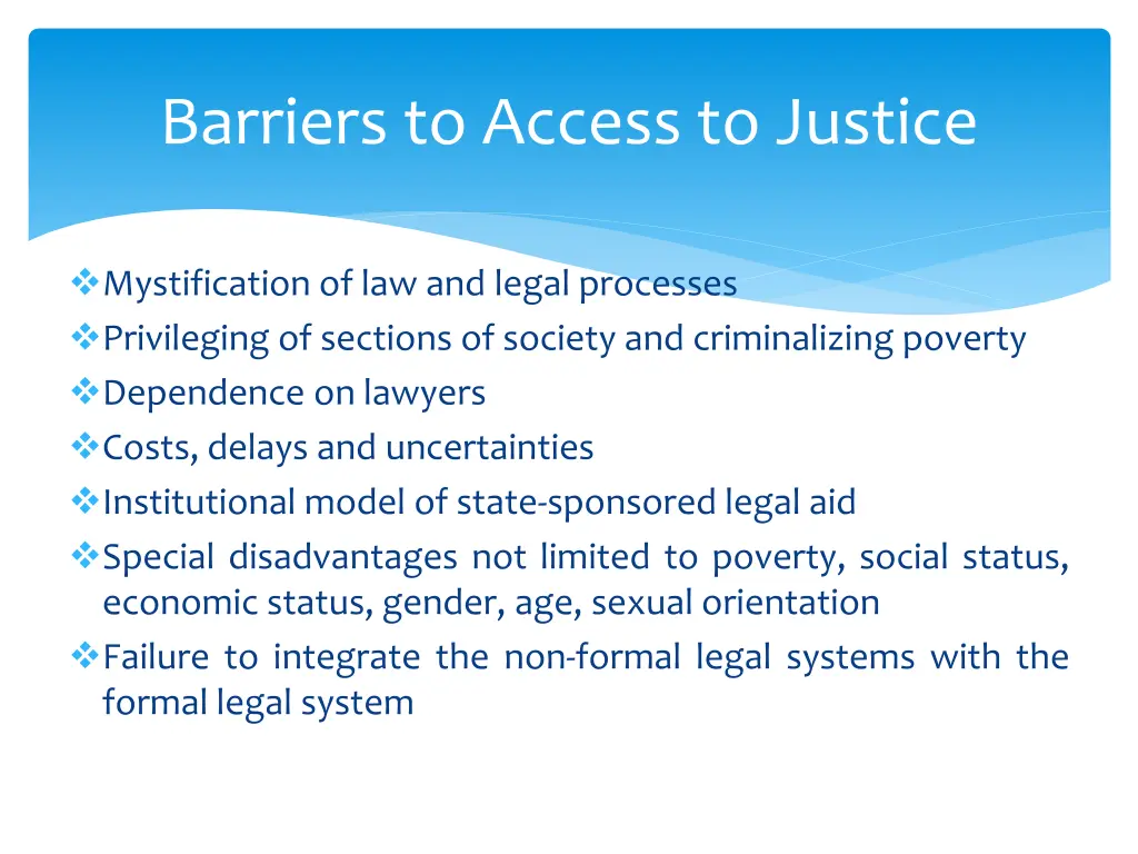 barriers to access to justice