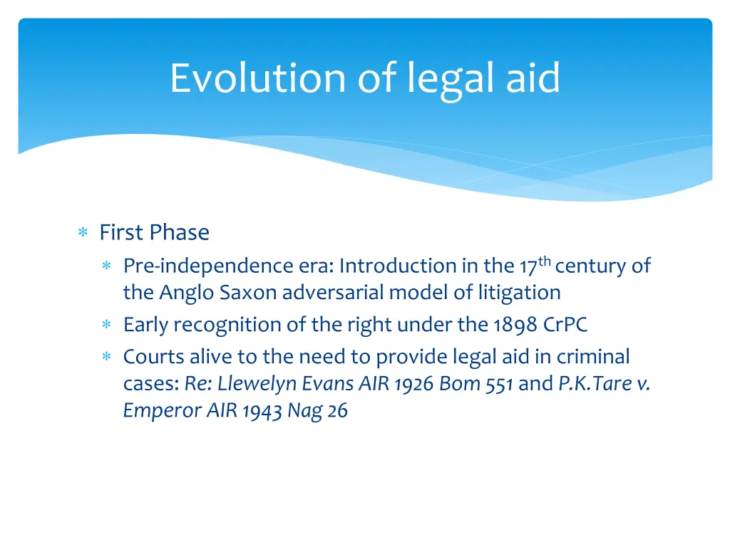 evolution of legal aid