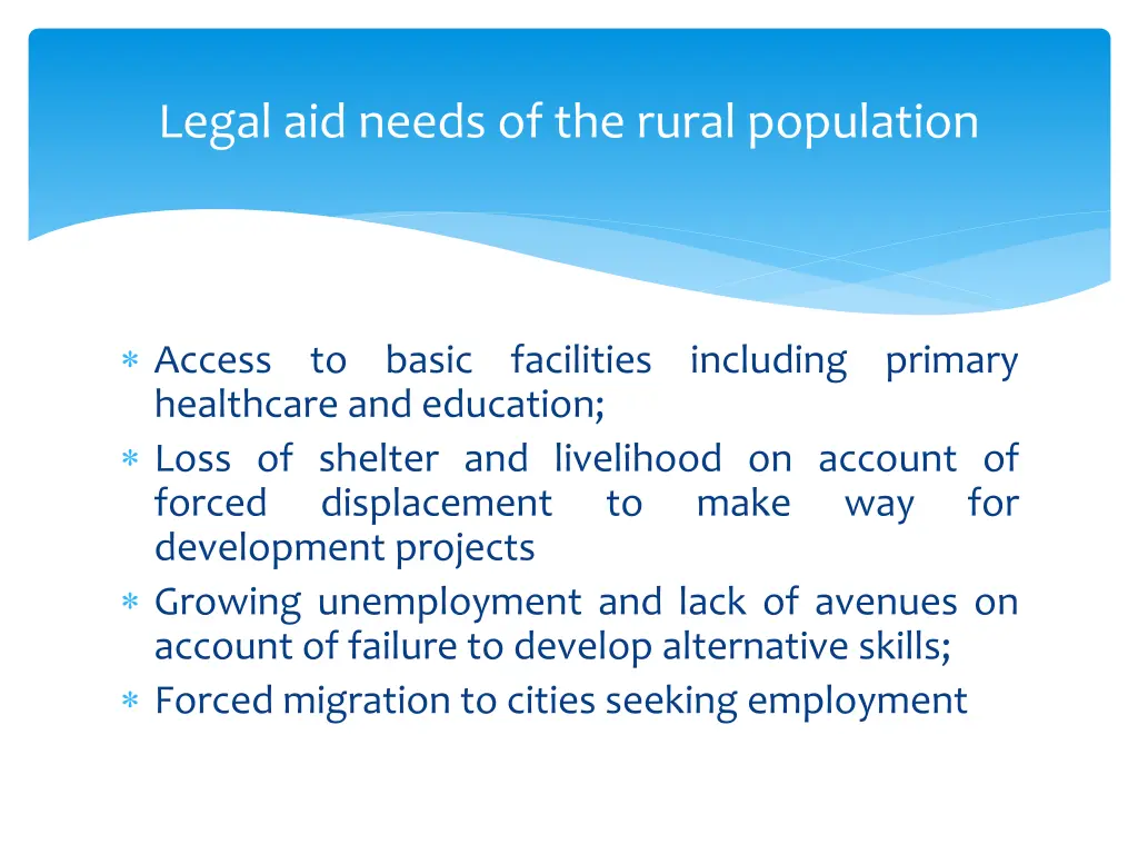 legal aid needs of the rural population 1
