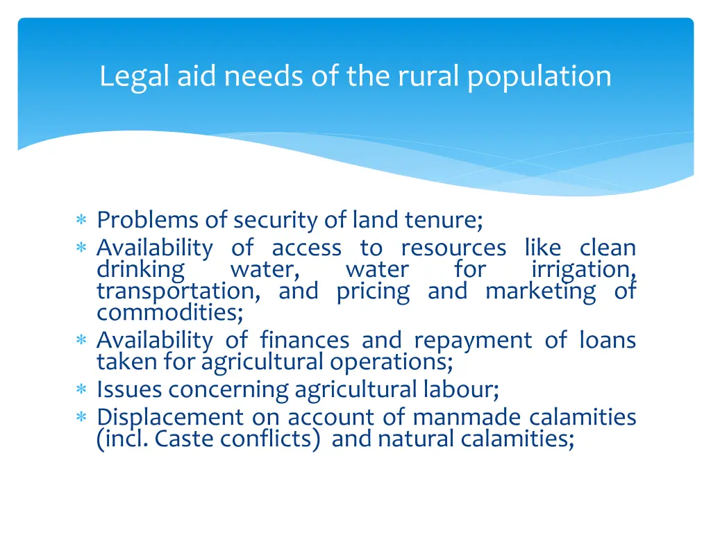 legal aid needs of the rural population