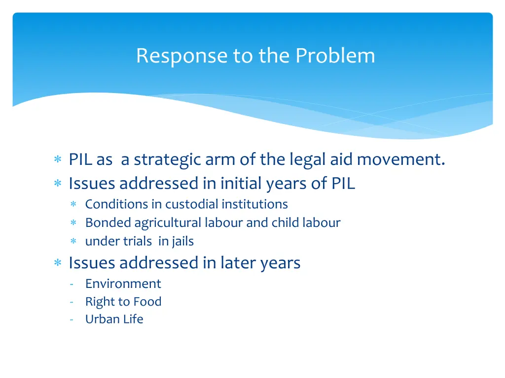 response to the problem 1