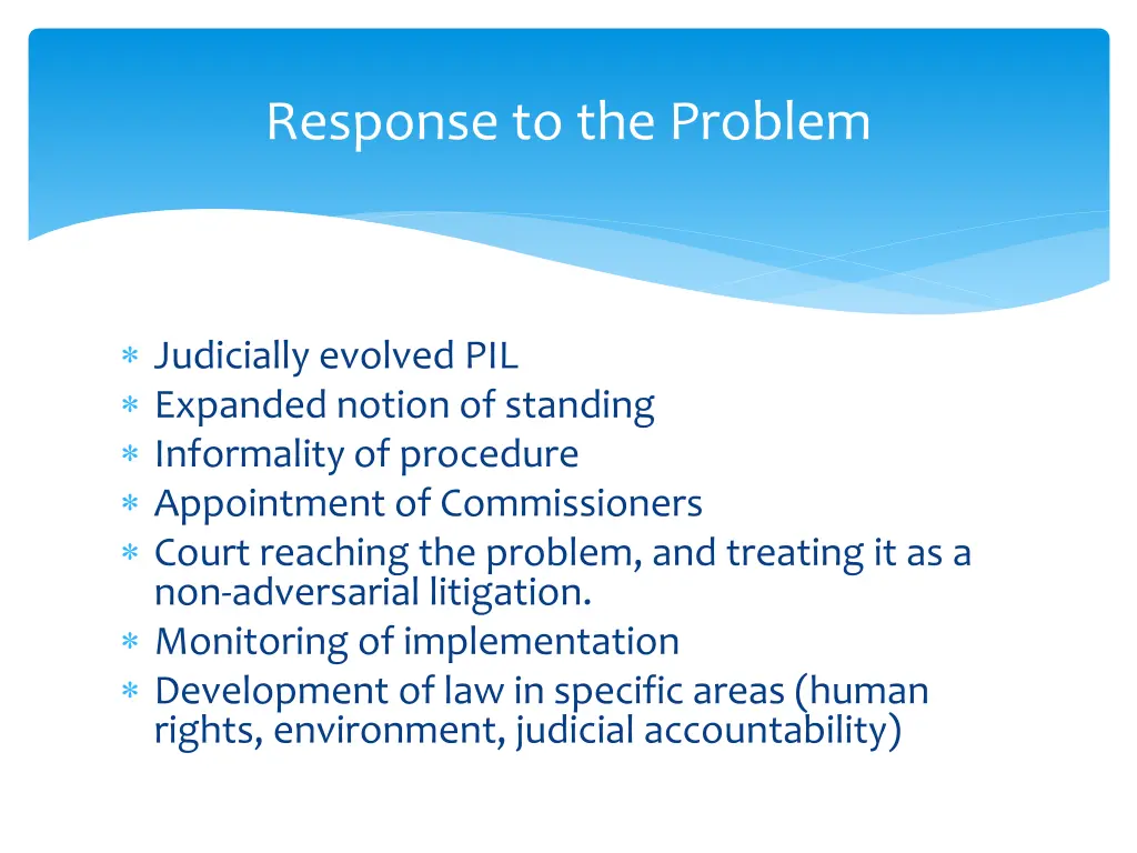 response to the problem