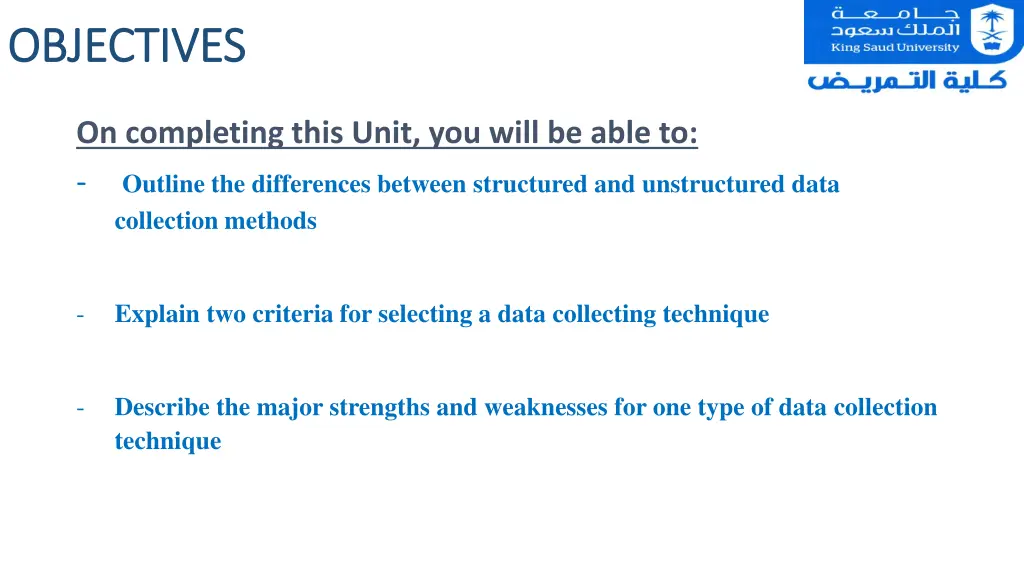 objectives objectives