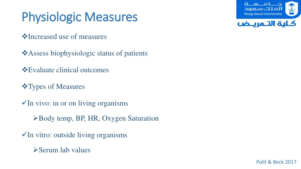 physiologic measures physiologic measures