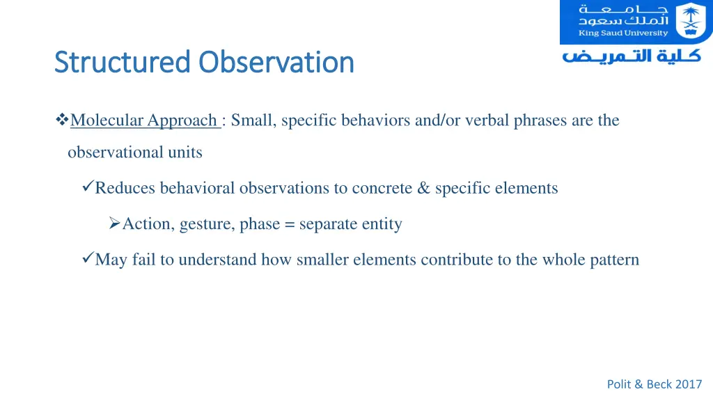structured structured observation observation 1