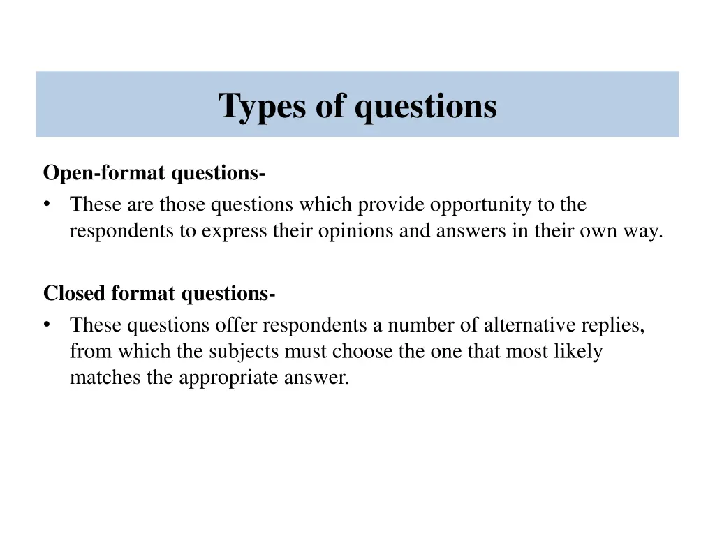 types of questions