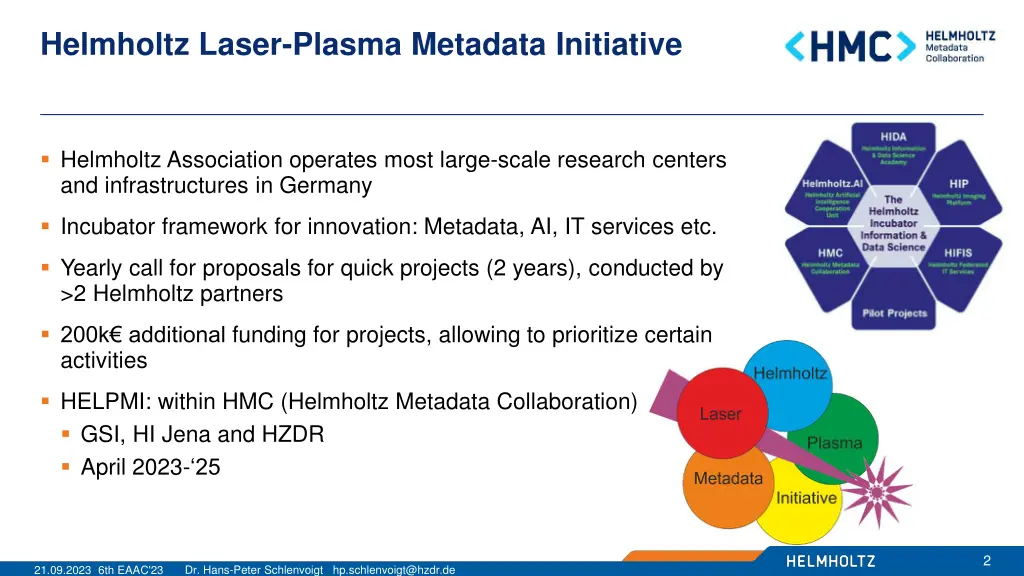 helmholtz laser plasma metadata initiative