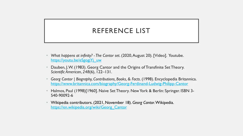 reference list