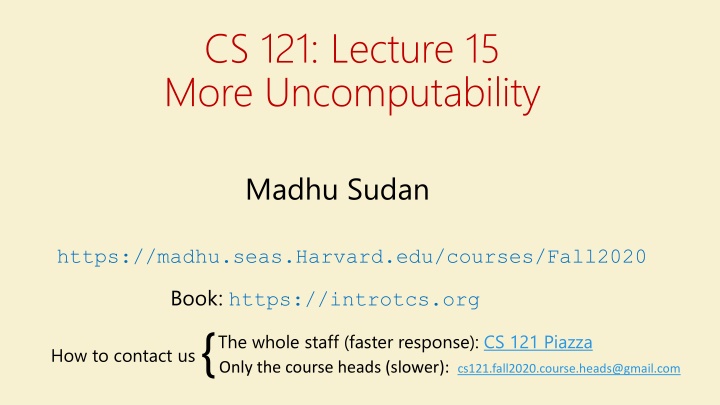 cs 121 lecture 15 more uncomputability