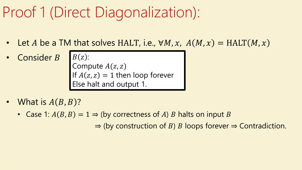 proof 1 direct diagonalization 1