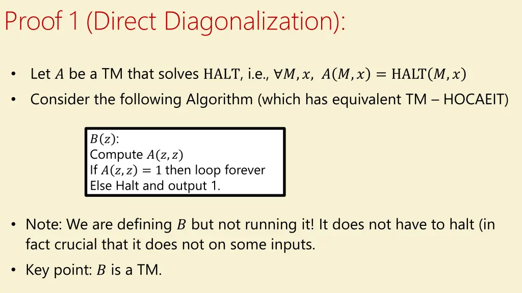 proof 1 direct diagonalization